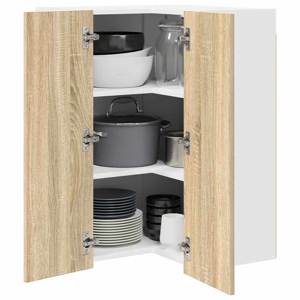 Hängeschrank mit Speicher Sonoma-Eiche und Weiß 57 x 57 x 80 cm