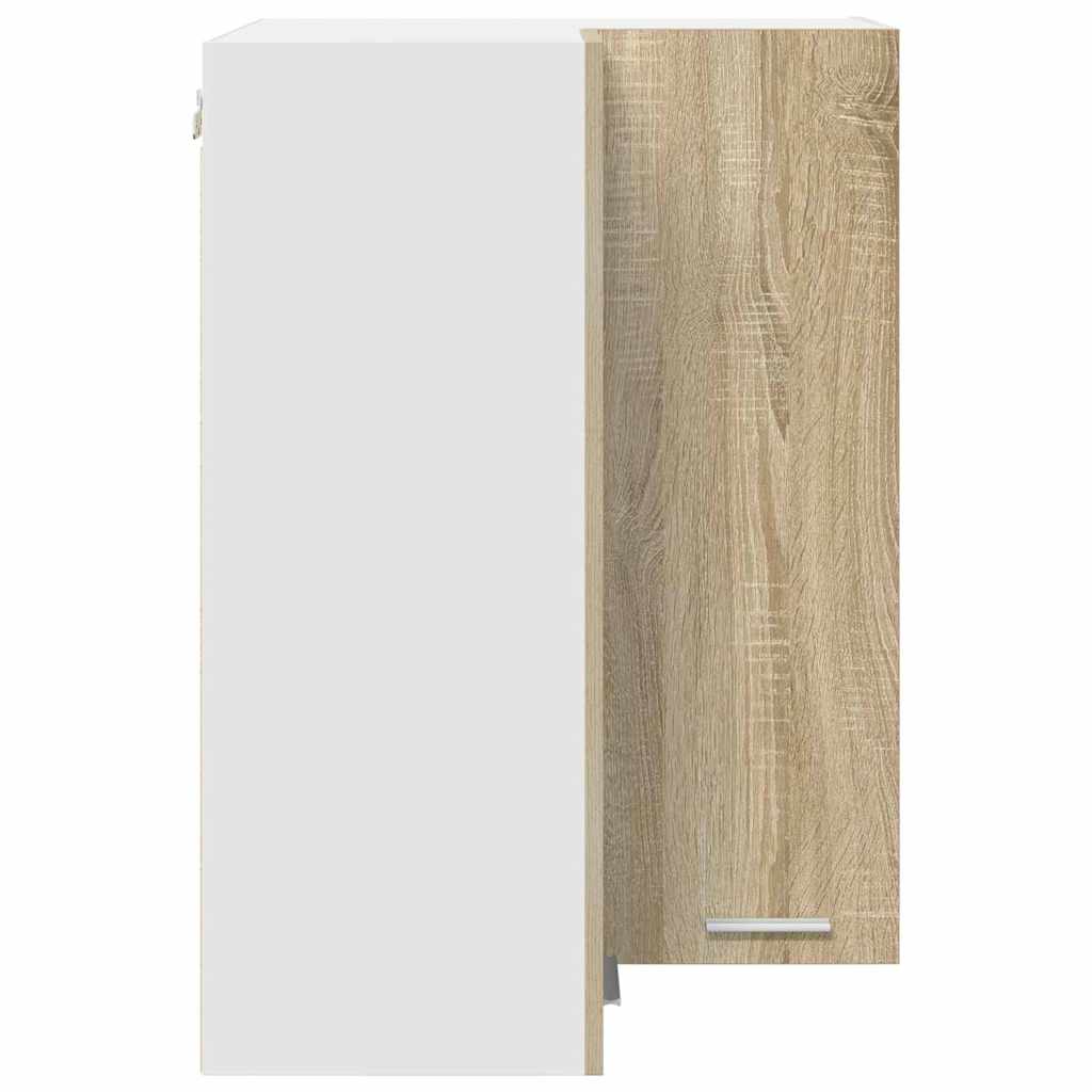 Hängeschrank mit Speicher Sonoma-Eiche und Weiß 57 x 57 x 80 cm