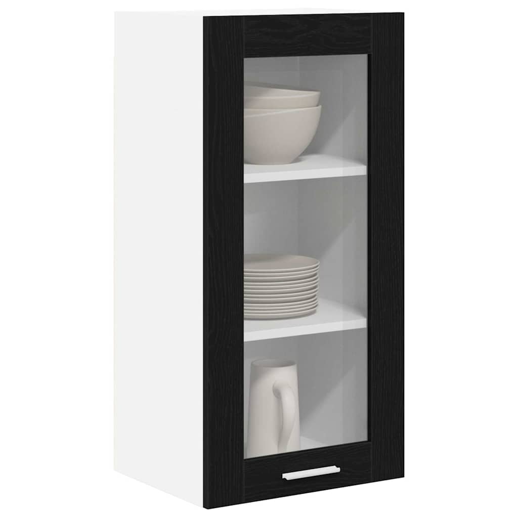 Hängeschrank mit Tür 2 pcs Schwarz Eichen-Optik 40 x 31 x 80 cm