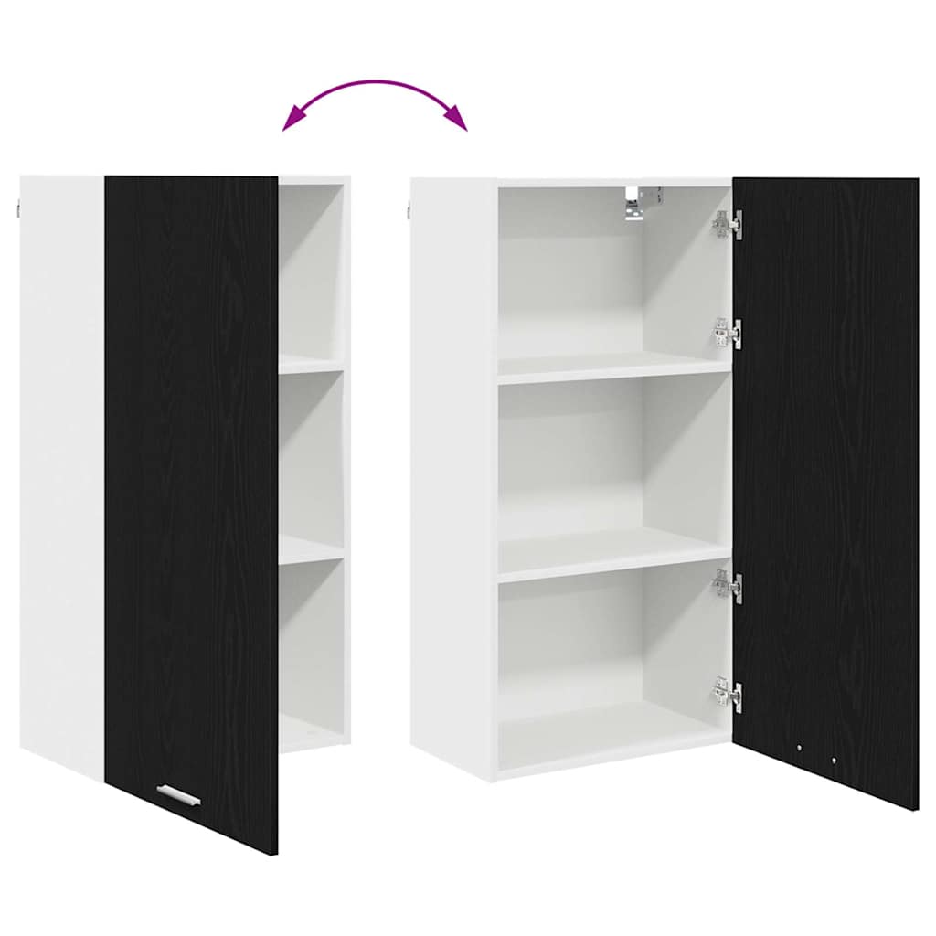 Hängeschrank mit Tür Schwarze Eiche und Weiß 50 x 31 x 100 cm