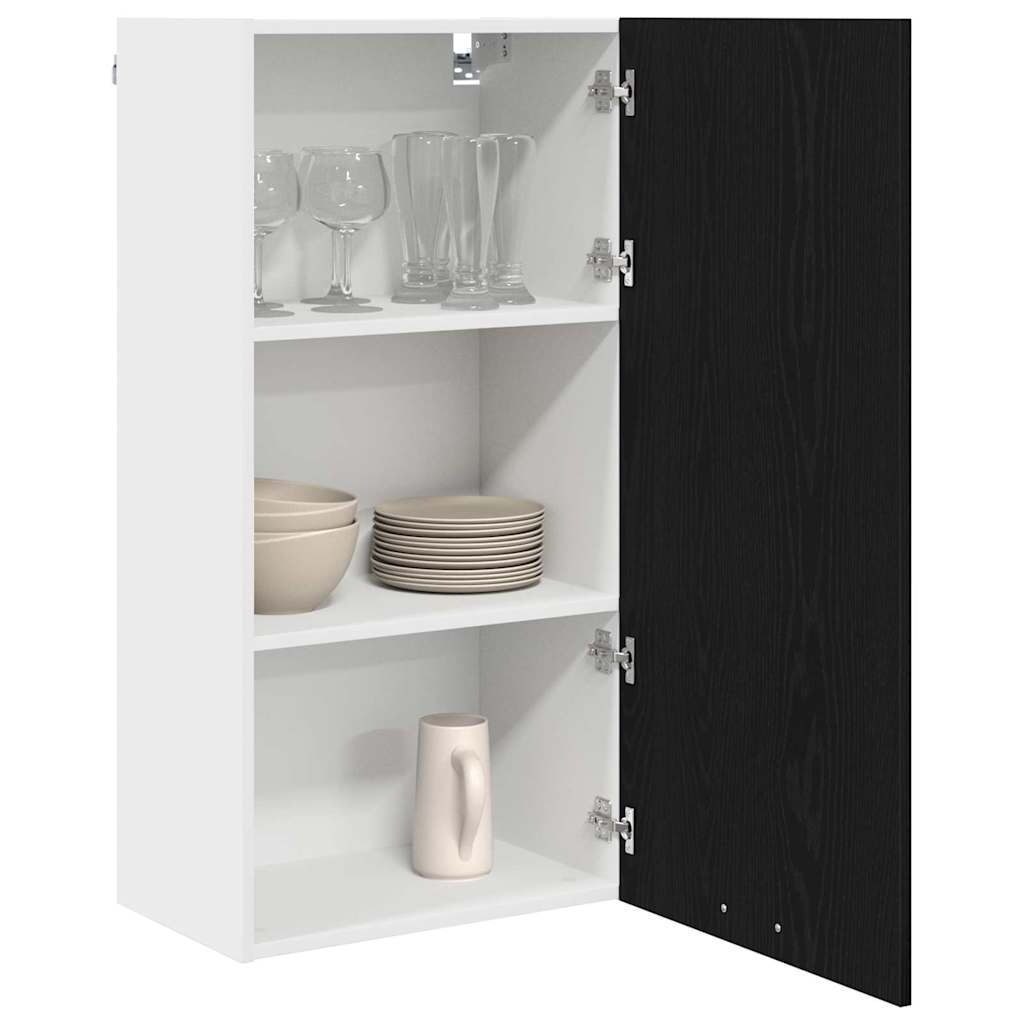 Hängeschrank mit Tür Schwarze Eiche und Weiß 50 x 31 x 100 cm