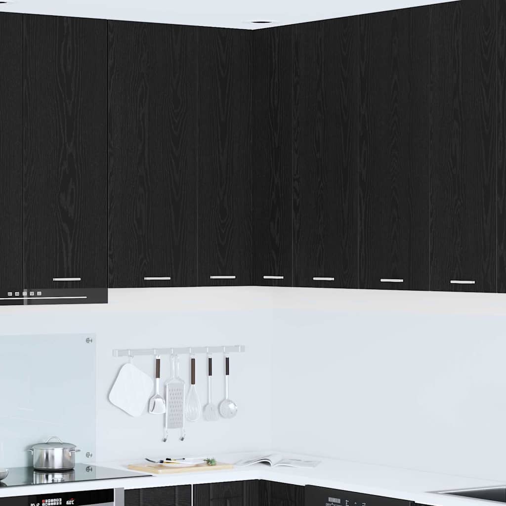 Hängeschrank mit Tür Schwarze Eiche und Weiß 57 x 57 x 100 cm