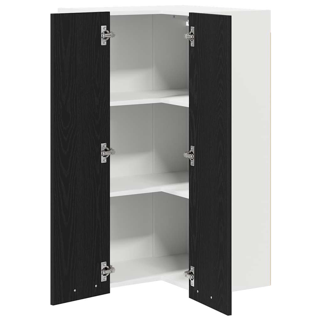 Hängeschrank mit Tür Schwarze Eiche und Weiß 57 x 57 x 100 cm
