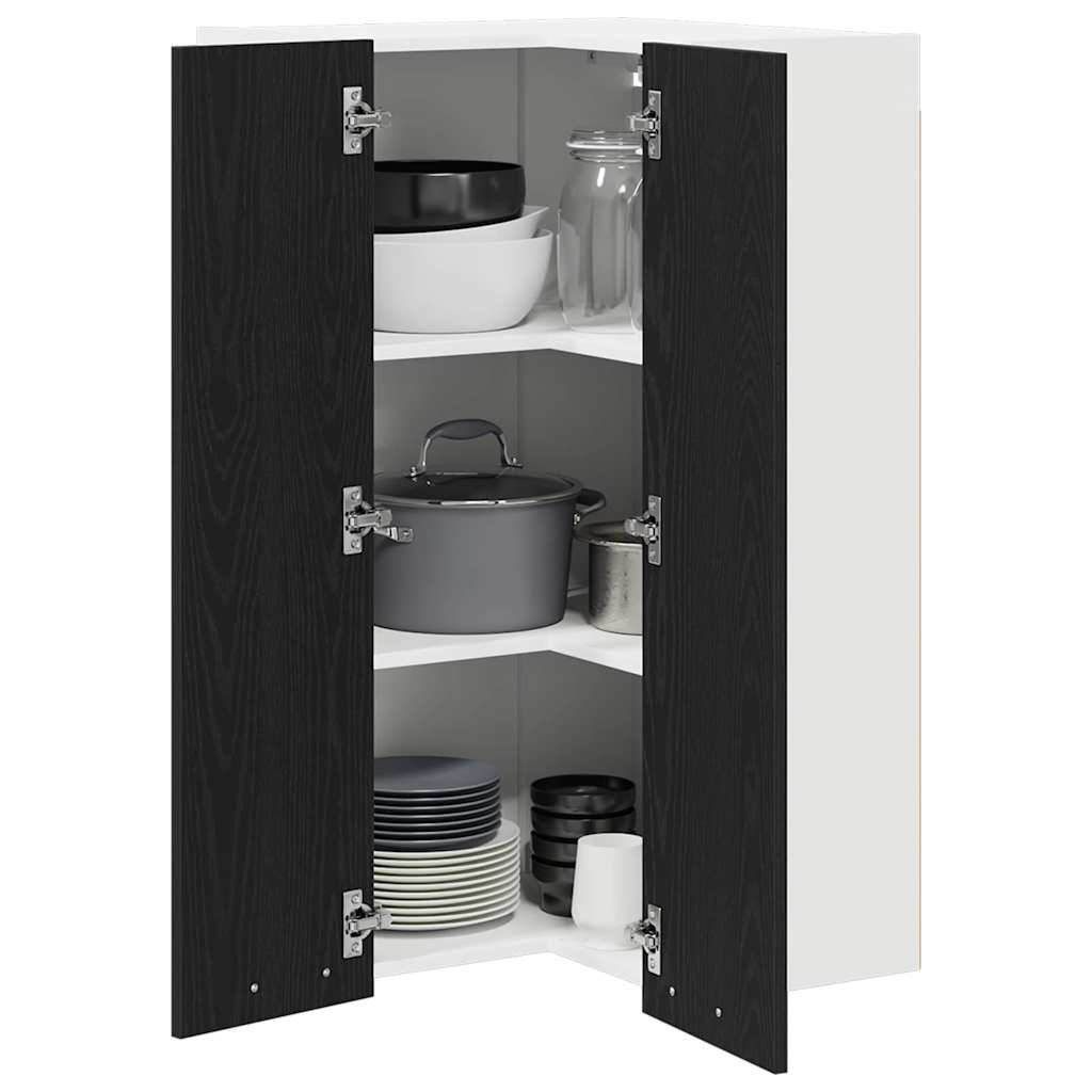 Hängeschrank mit Tür Schwarze Eiche und Weiß 57 x 57 x 100 cm