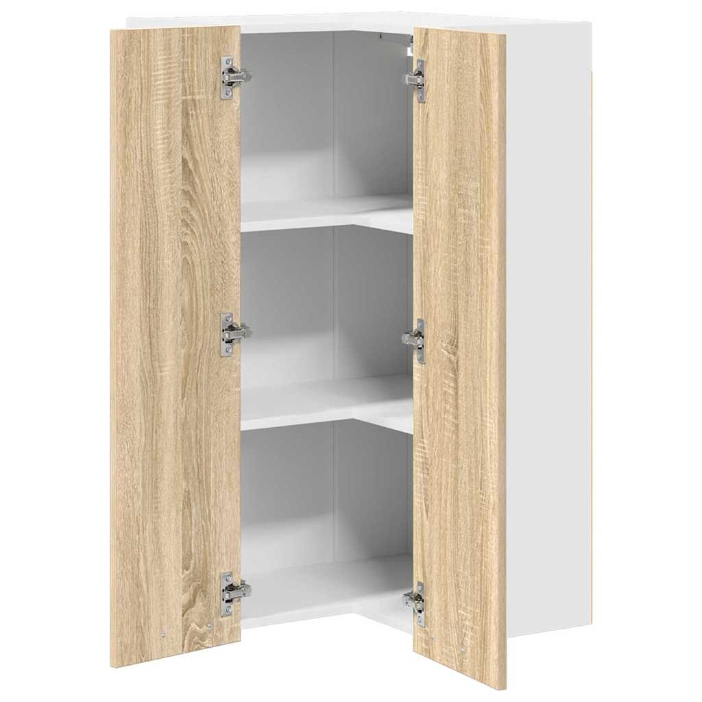 Hängeschrank mit Tür Sonoma-Eiche und Weiß 57 x 57 x 100 cm