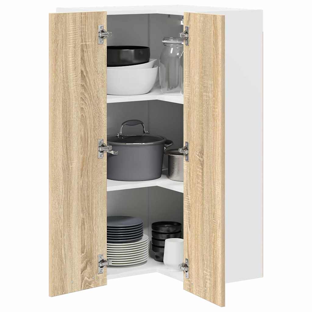 Hängeschrank mit Tür Sonoma-Eiche und Weiß 57 x 57 x 100 cm