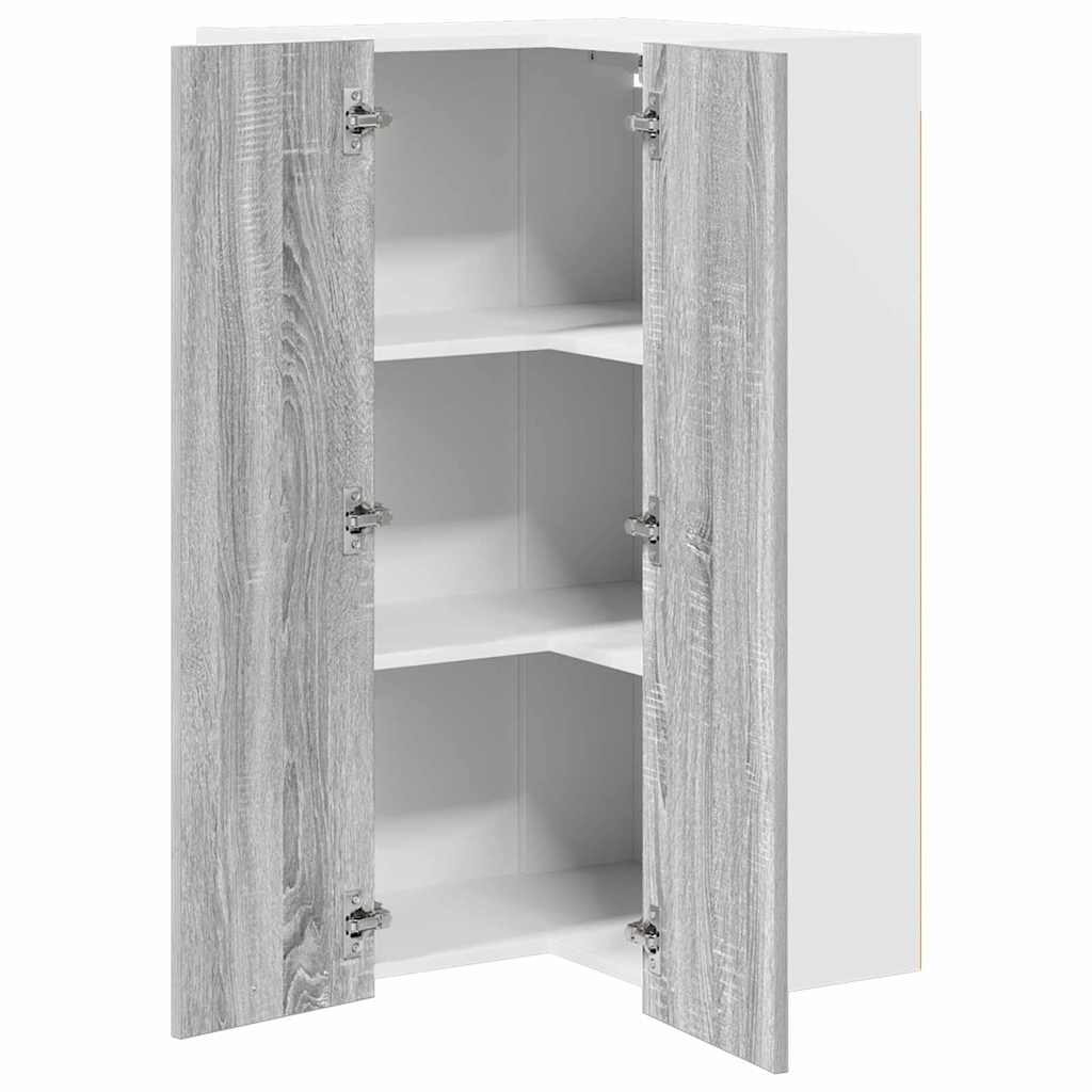 Hängeschrank mit Speicher Grau Sonoma und Weiß 57 x 57 x 100 cm