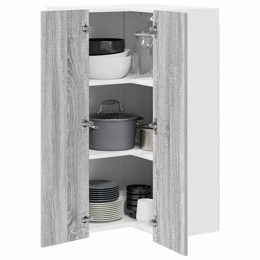 Hängeschrank mit Speicher Grau Sonoma und Weiß 57 x 57 x 100 cm