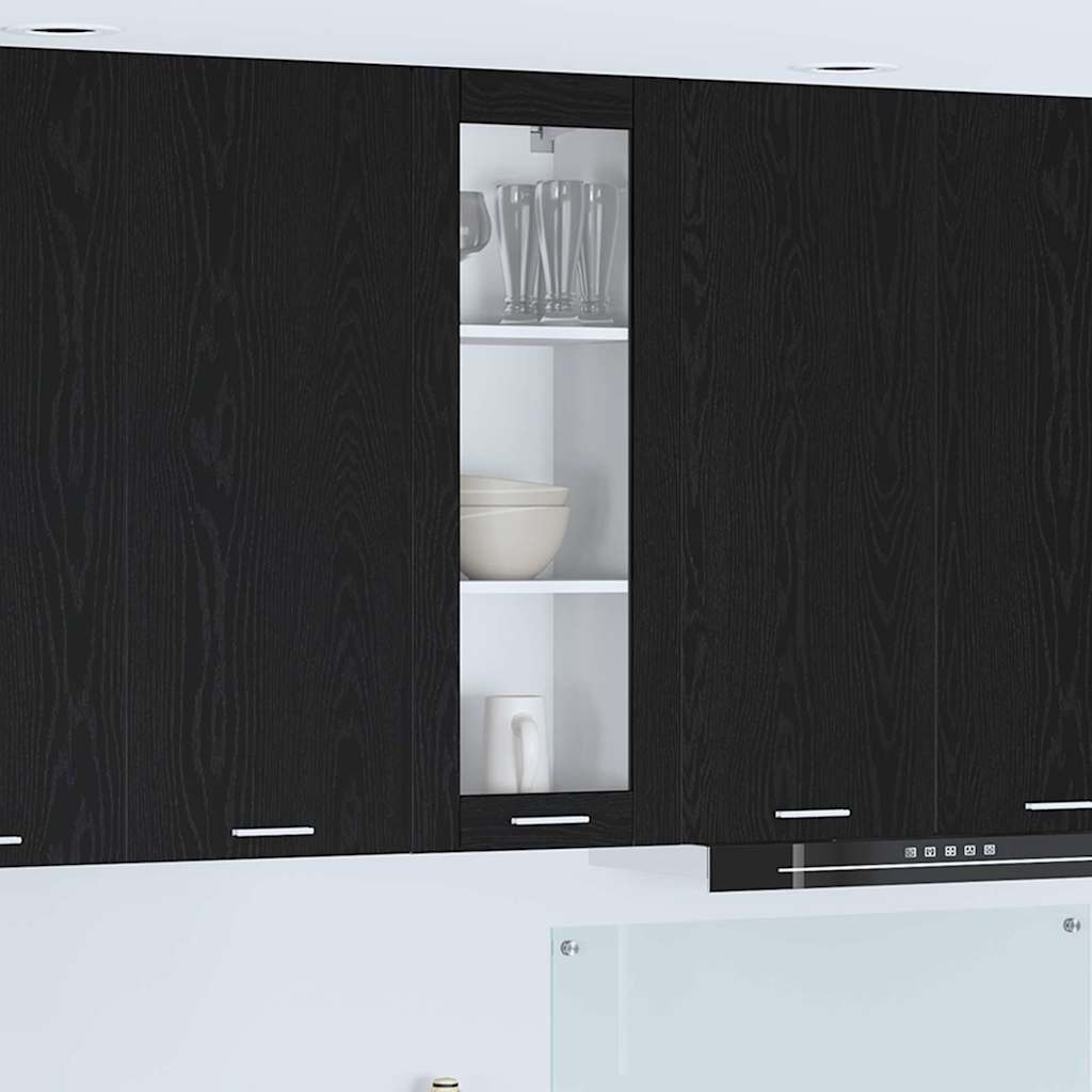 Hängeschrank mit Speicher Schwarz Eichen-Optik 40 x 31 x 100 cm
