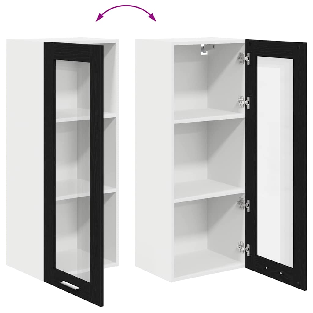 Hängeschrank mit Speicher Schwarz Eichen-Optik 40 x 31 x 100 cm