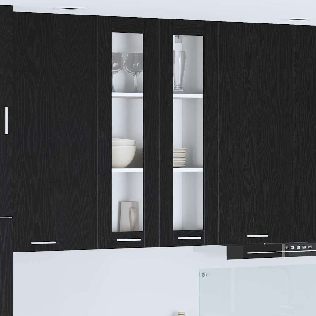 Hängeschrank mit Tür Riga Schwarz Eichen-Optik 60 x 31 x 100 cm