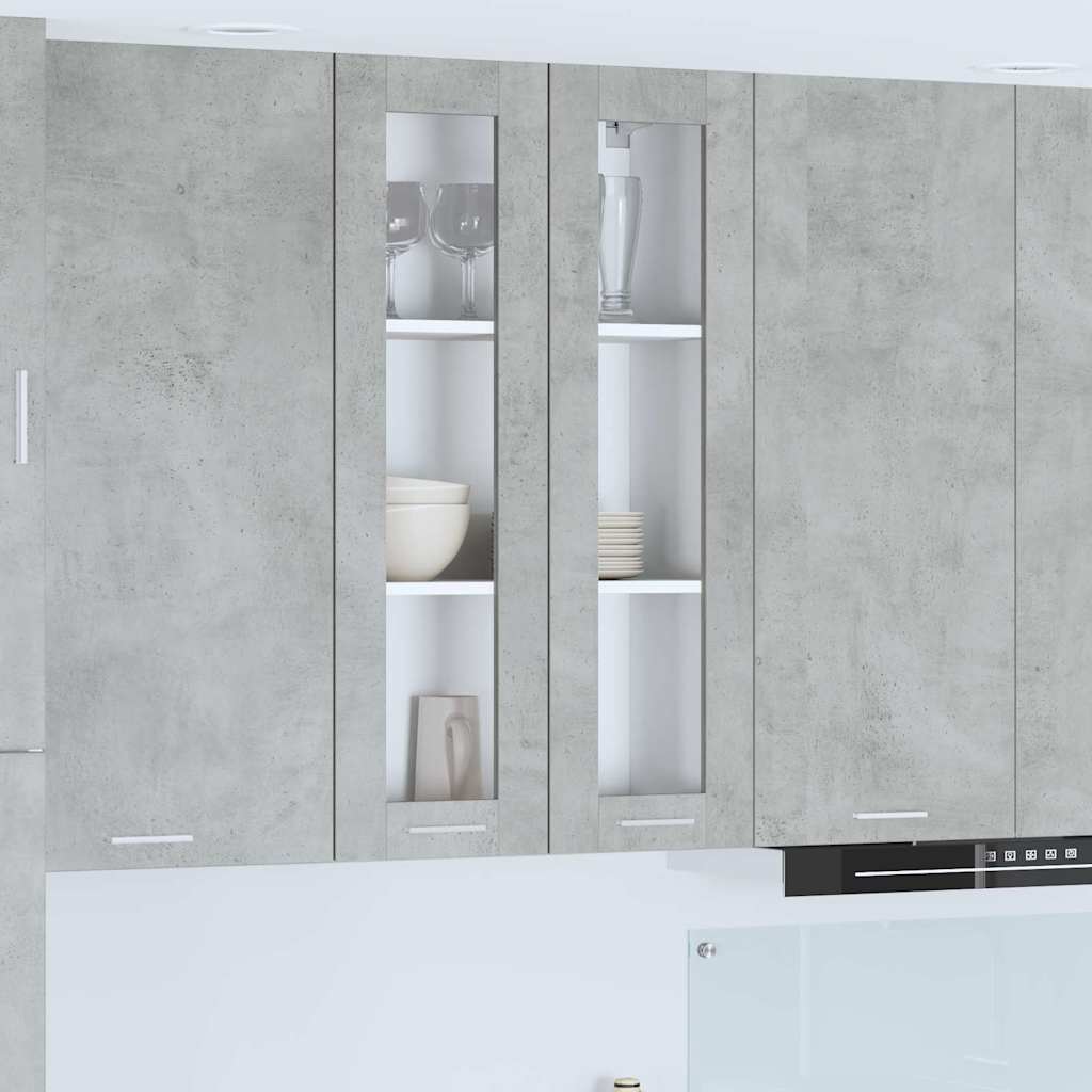 Hängeschrank mit Tür Beton Grau 60 x 31 x 100 cm Holzwerkstoff