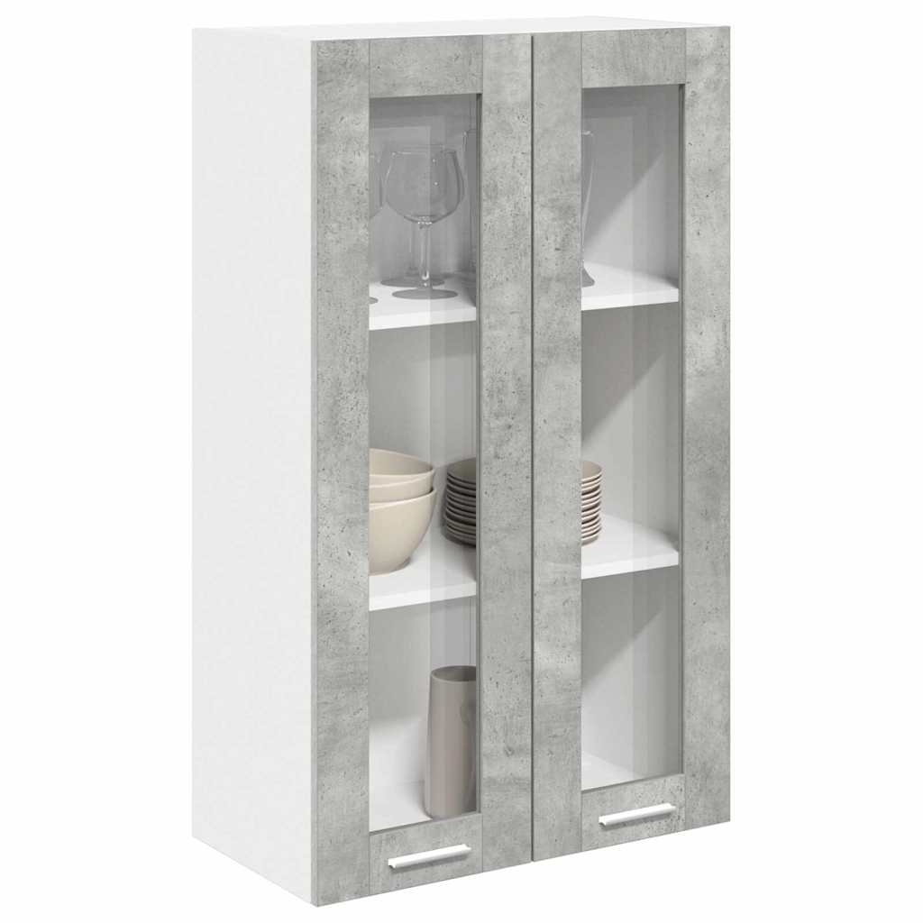 Hängeschrank mit Tür Beton Grau 60 x 31 x 100 cm Holzwerkstoff