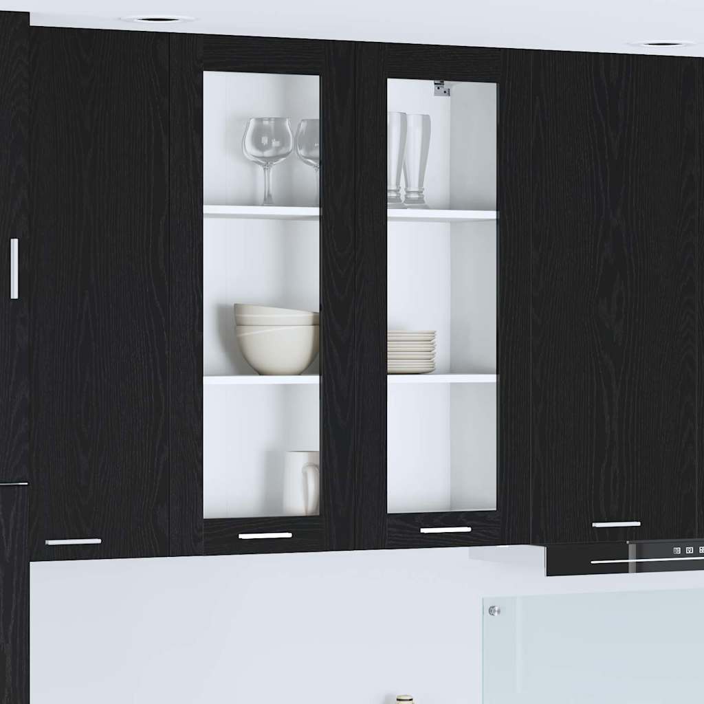 Hängeschrank mit Speicher Schwarz Eichen-Optik 80 x 31 x 100 cm