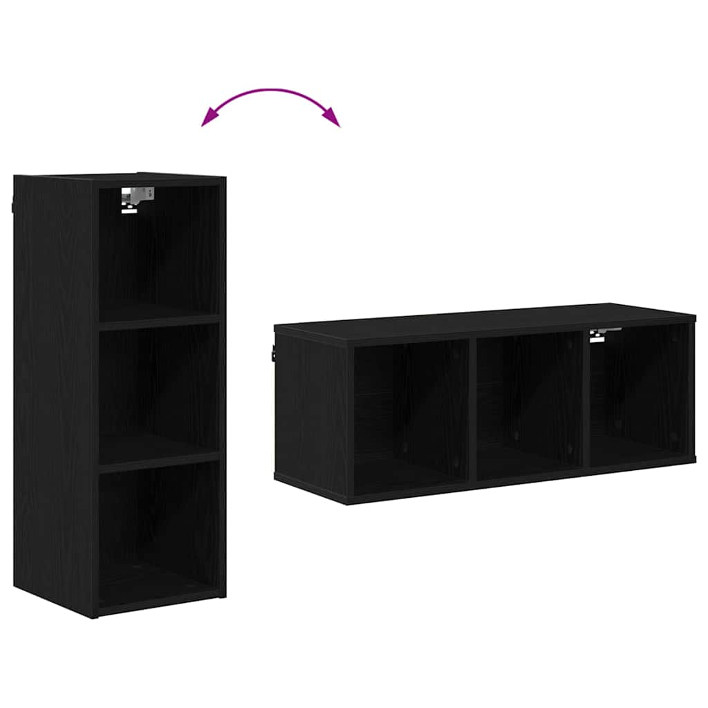 Hängeschrank Schwarz Eichen-Optik 30 x 29,5 x 80 cm