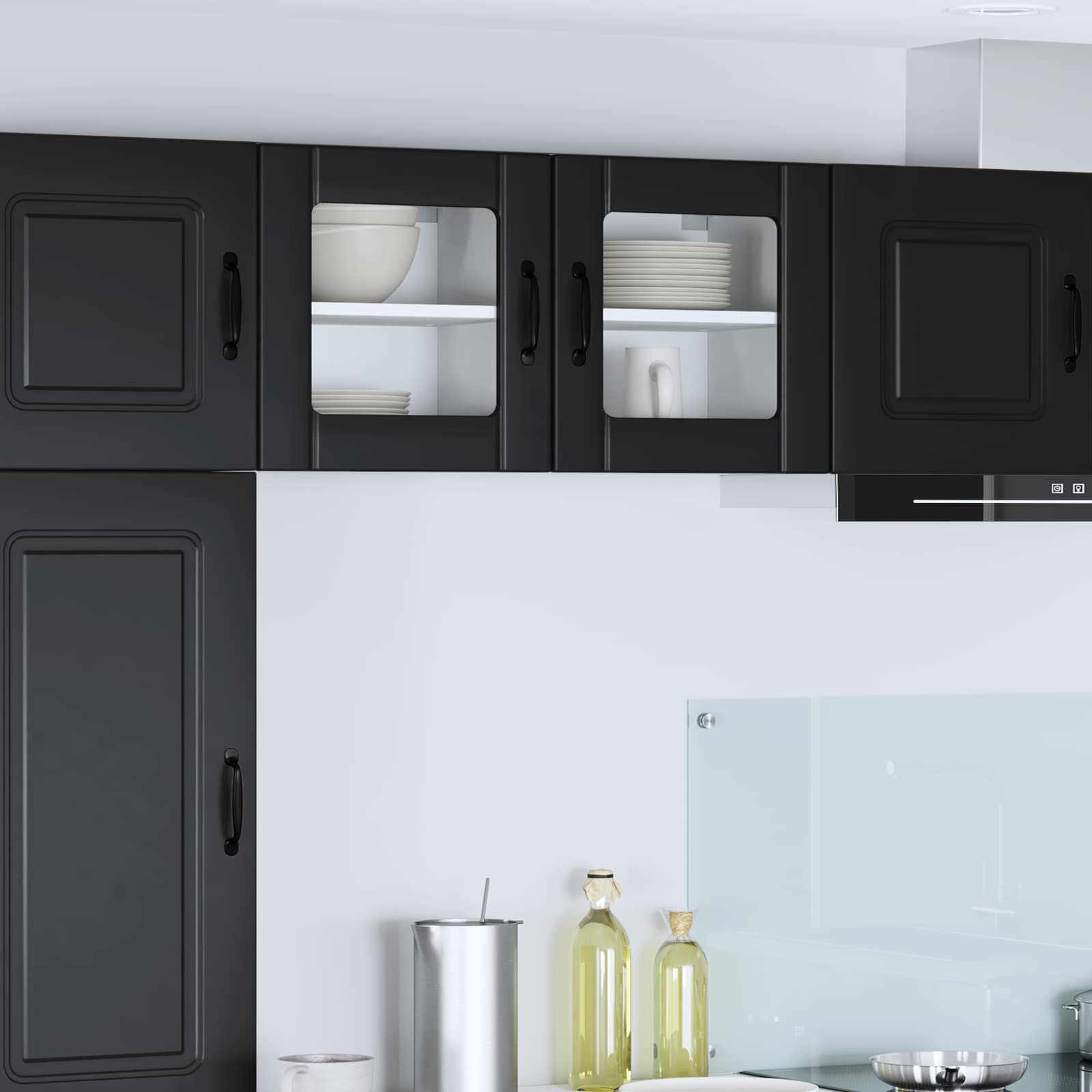Wandglas-Schrank LUCCA 2 pcs Schwarz 40 x 31 x 40 cm