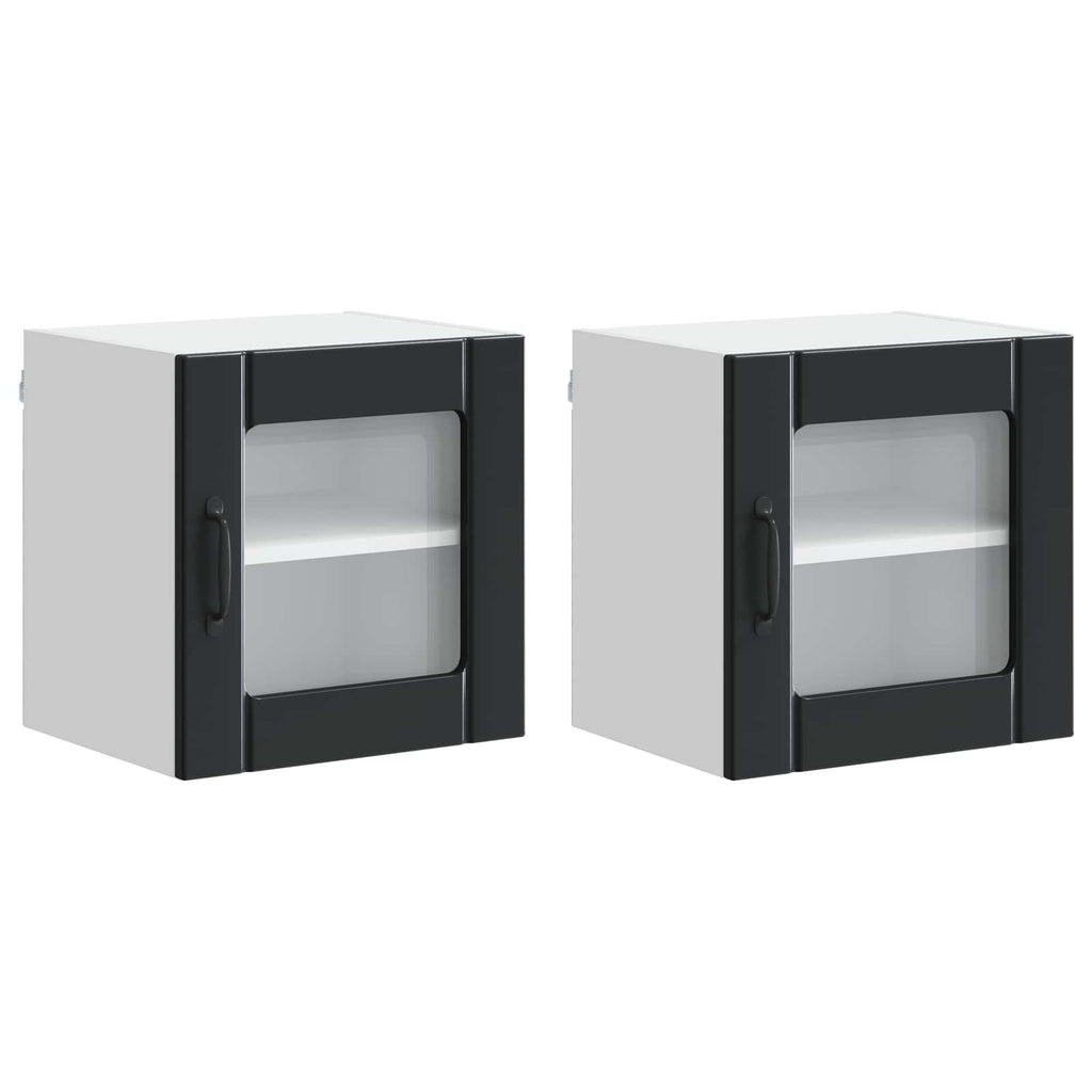 Wandglas-Schrank LUCCA 2 pcs Schwarz 40 x 31 x 40 cm