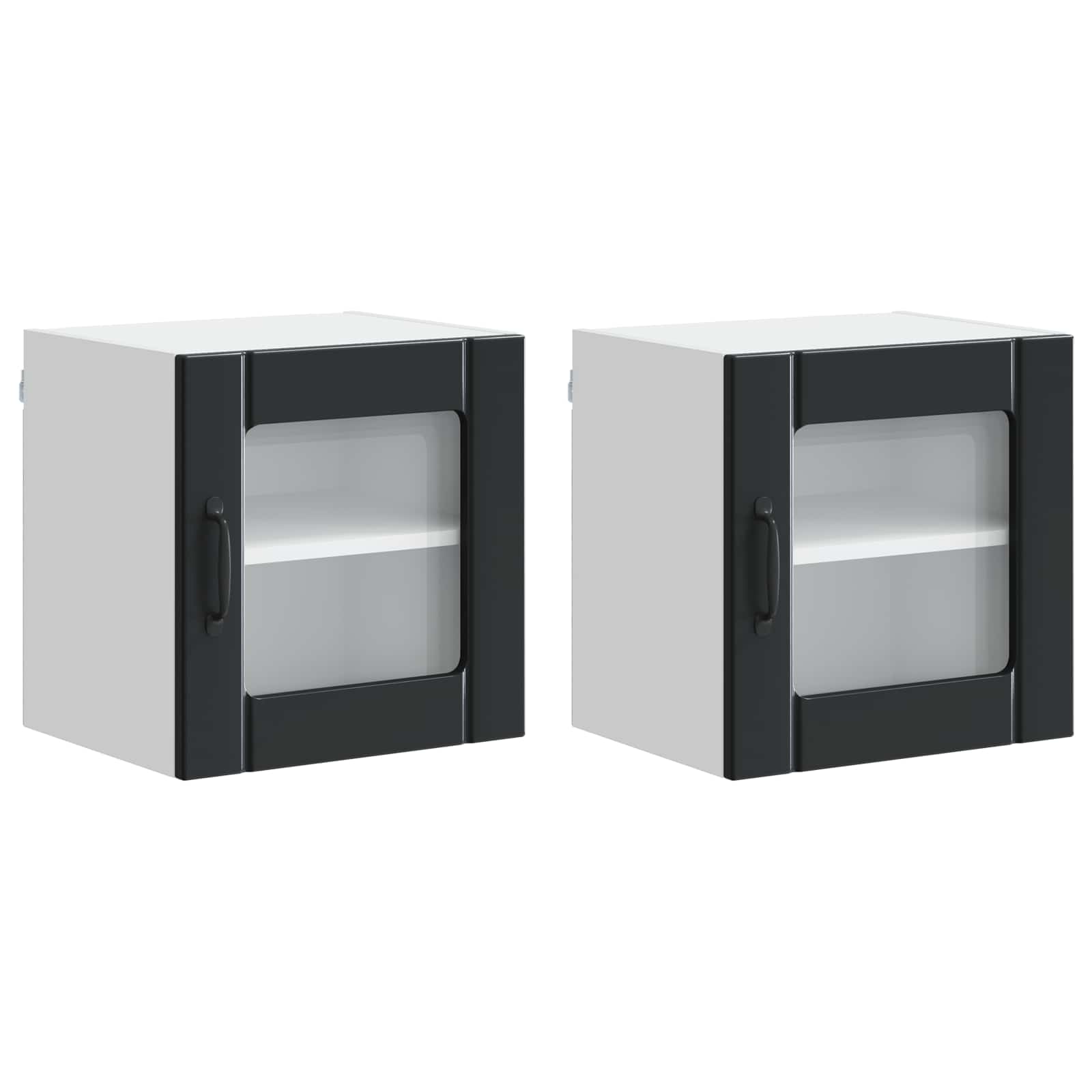 Wandglas-Schrank LUCCA 2 pcs Schwarz 40 x 31 x 40 cm