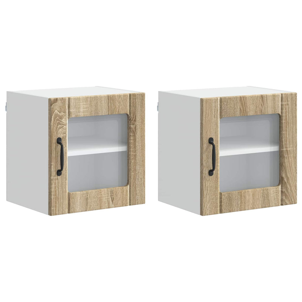 Wandglas-Schrank LUCCA 2 pcs Sonoma-Eiche 40 x 31 x 40 cm