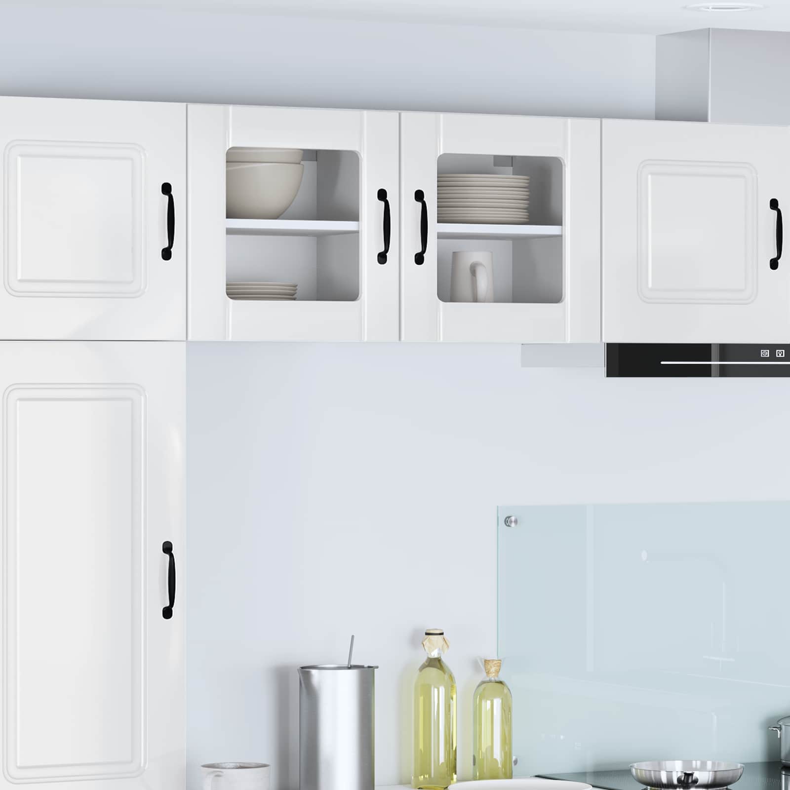 Wandglas-Schrank LUCCA 2 pcs Hochglanz Weiß 40 x 31 x 40 cm