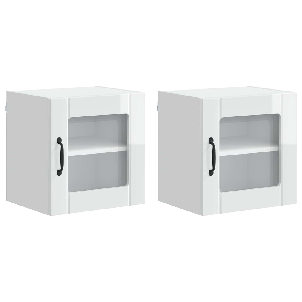 Wandglas-Schrank LUCCA 2 pcs Hochglanz Weiß 40 x 31 x 40 cm