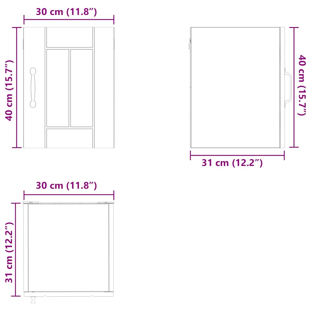 Wandschrank LUCCA Weiß 30 x 31 x 40 cm Holzwerkstoff