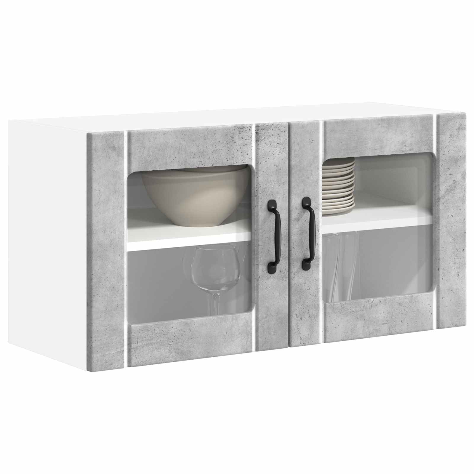 Wandglas-Schrank LUCCA Betongrau 80 x 31 x 40 cm Holzwerkstoff