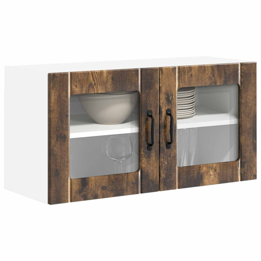 Wandglas-Schrank LUCCA Geräucherte Eiche 80 x 31 x 40 cm