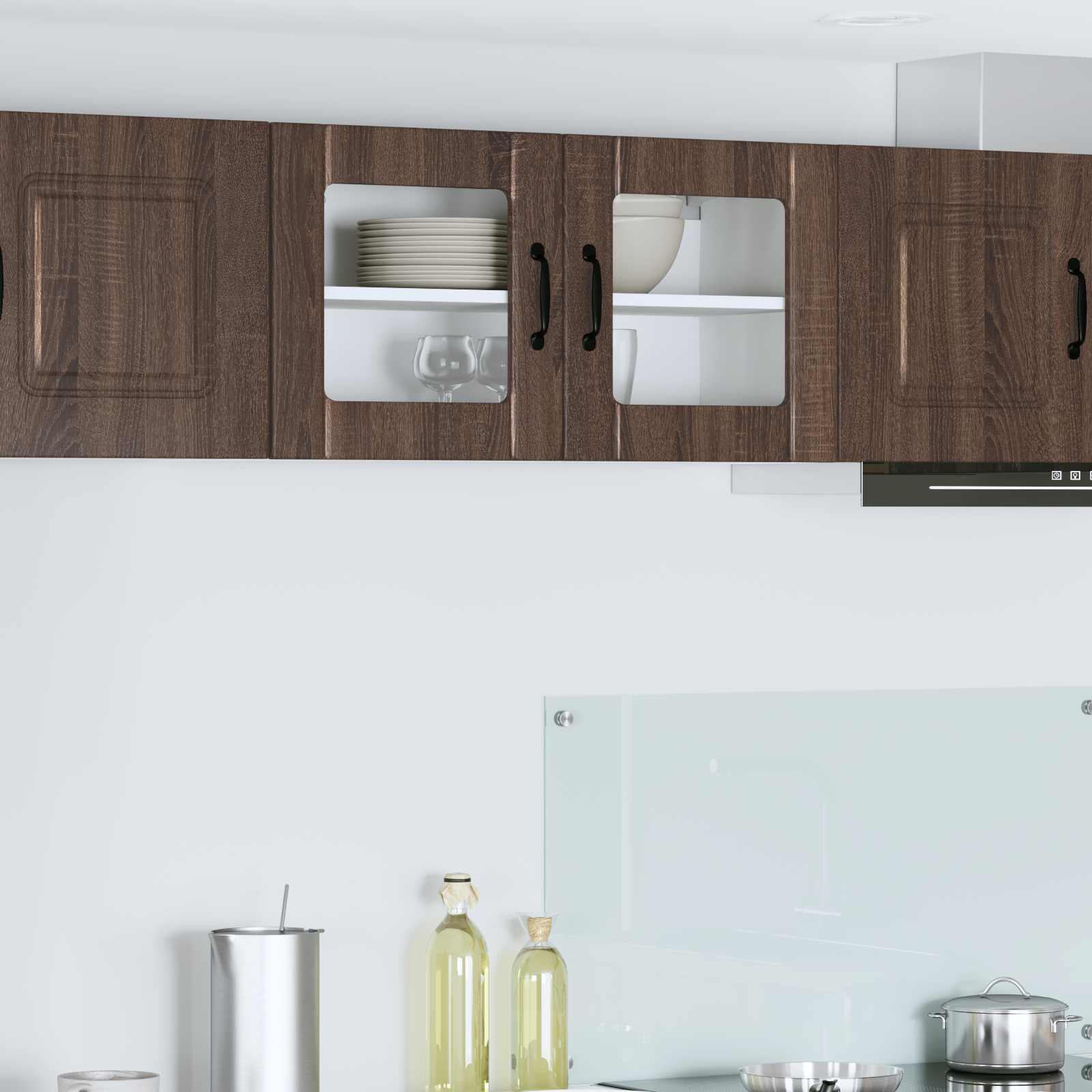 Wandglas-Schrank LUCCA Brauneiche 80 x 31 x 40 cm Holzwerkstoff