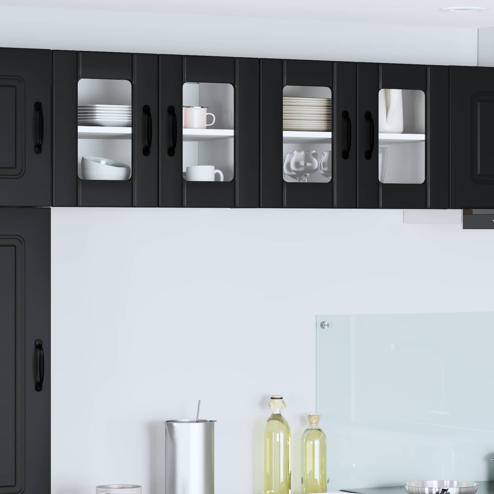 Wandglas-Schrank LUCCA 2 pcs Schwarz 60 x 31 x 40 cm