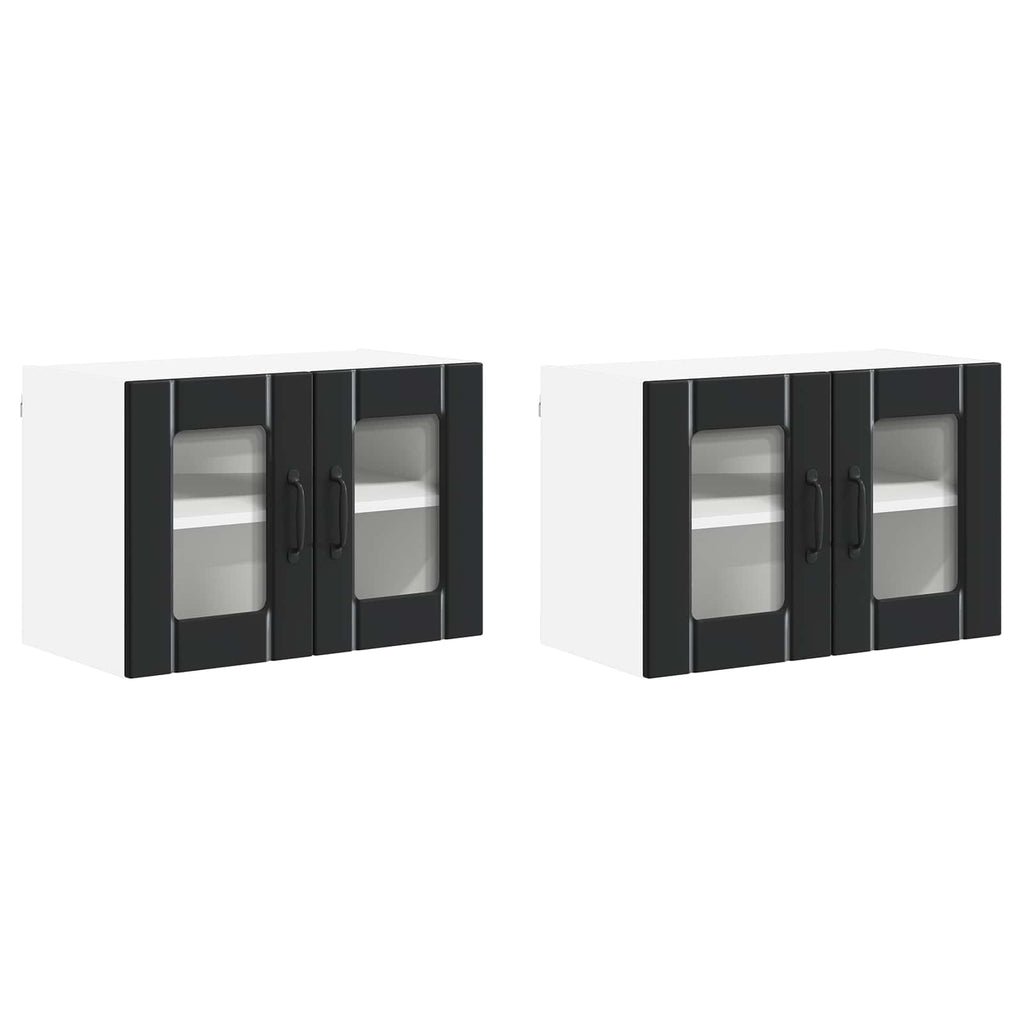 Wandglas-Schrank LUCCA 2 pcs Schwarz 60 x 31 x 40 cm