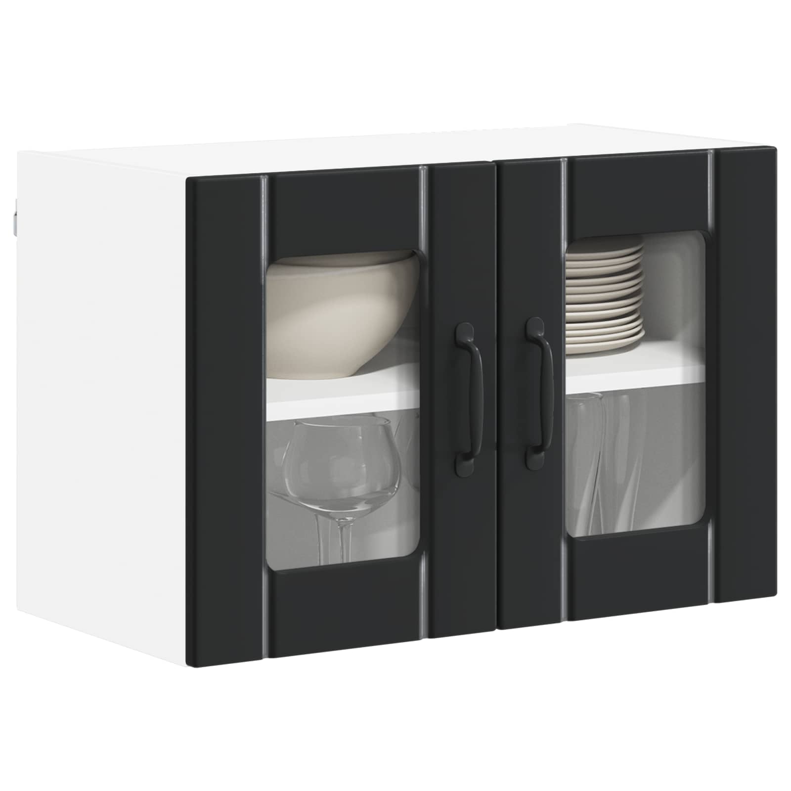 Wandglas-Schrank LUCCA 2 pcs Schwarz 60 x 31 x 40 cm