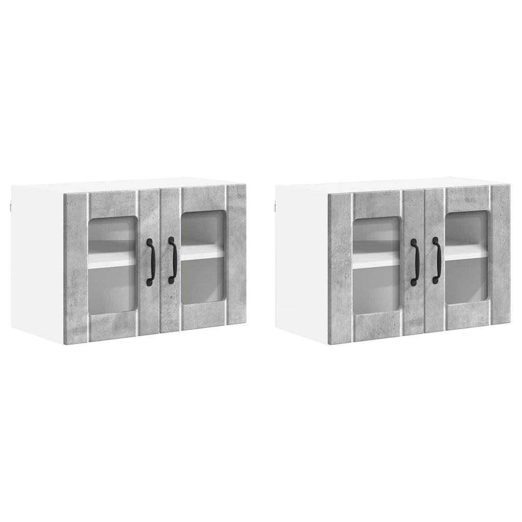 Wandglas-Schrank LUCCA 2 pcs Betongrau 60 x 31 x 40 cm