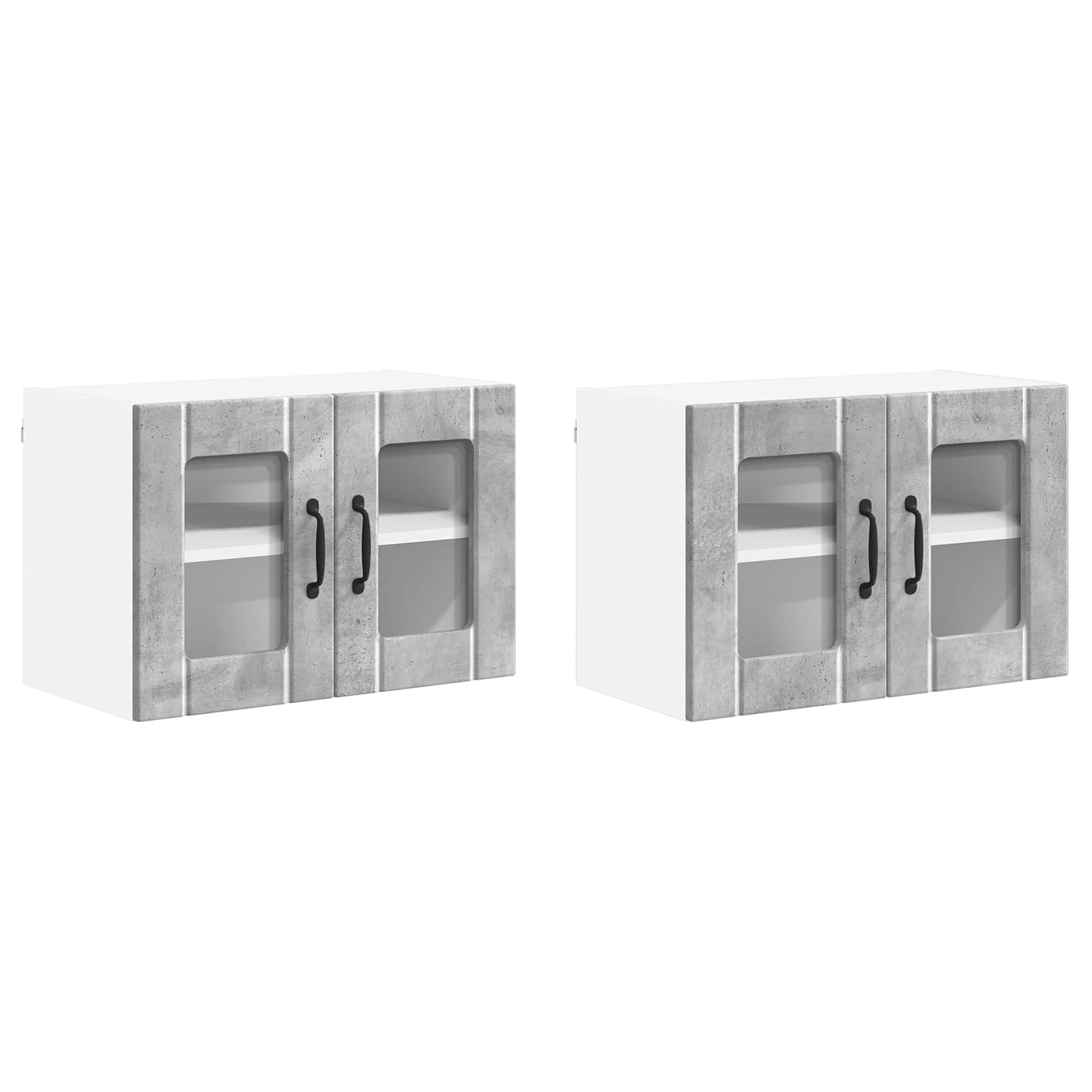 Wandglas-Schrank LUCCA 2 pcs Betongrau 60 x 31 x 40 cm