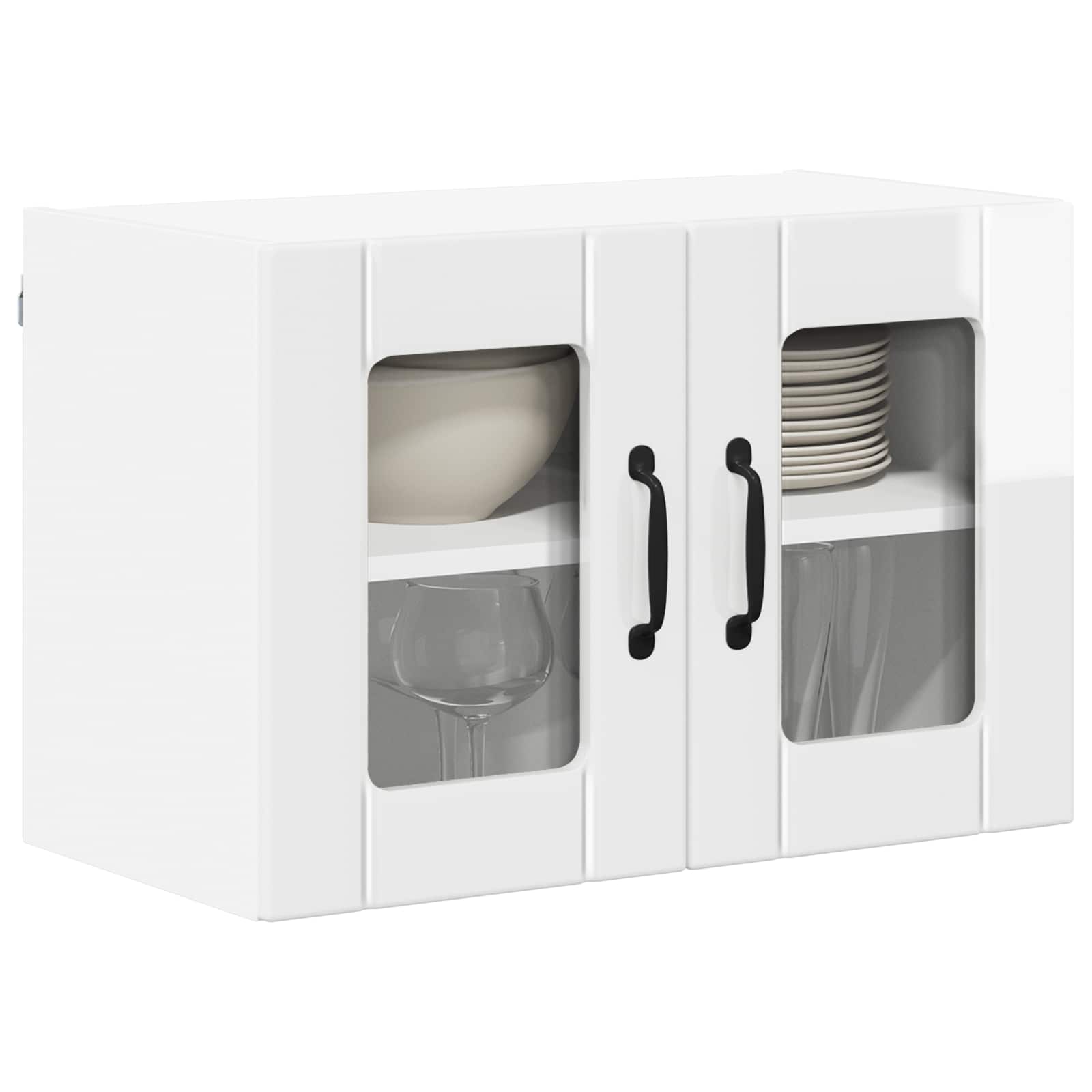 Wandglas-Schrank LUCCA 2 pcs Hochglanz Weiß 60 x 31 x 40 cm