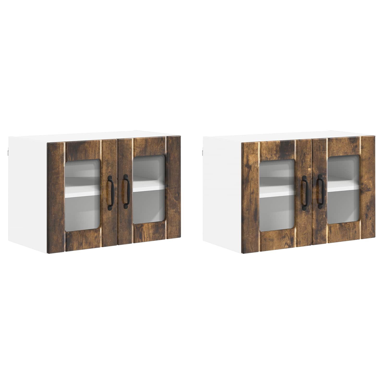 Wandglas-Schrank LUCCA 2 pcs Geräucherte Eiche 60 x 31 x 40 cm