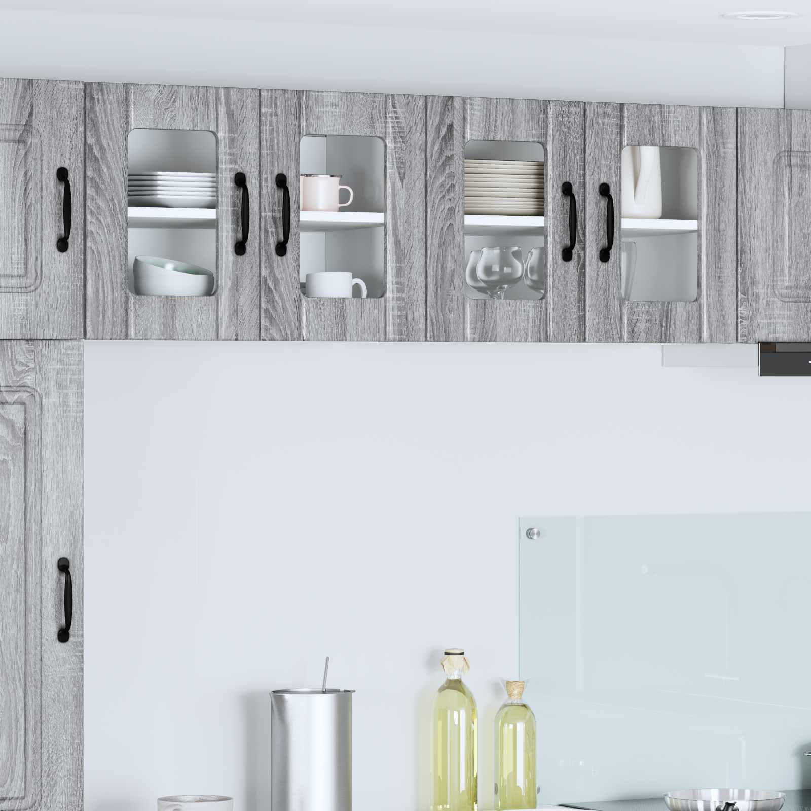 Wandglas-Schrank LUCCA 2 pcs Graues Sonoma 60 x 31 x 40 cm