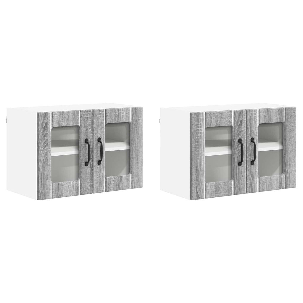 Wandglas-Schrank LUCCA 2 pcs Graues Sonoma 60 x 31 x 40 cm
