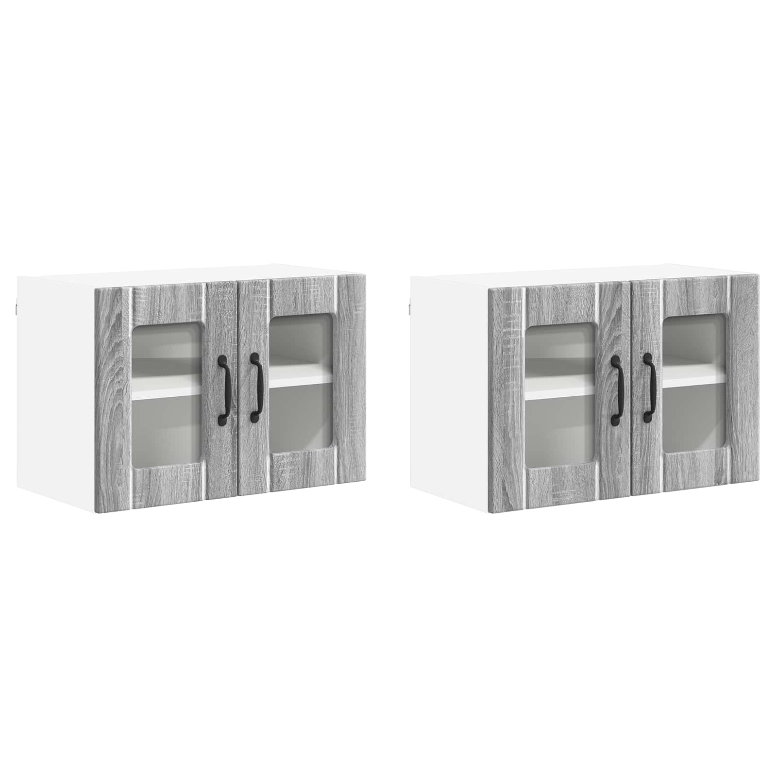 Wandglas-Schrank LUCCA 2 pcs Graues Sonoma 60 x 31 x 40 cm