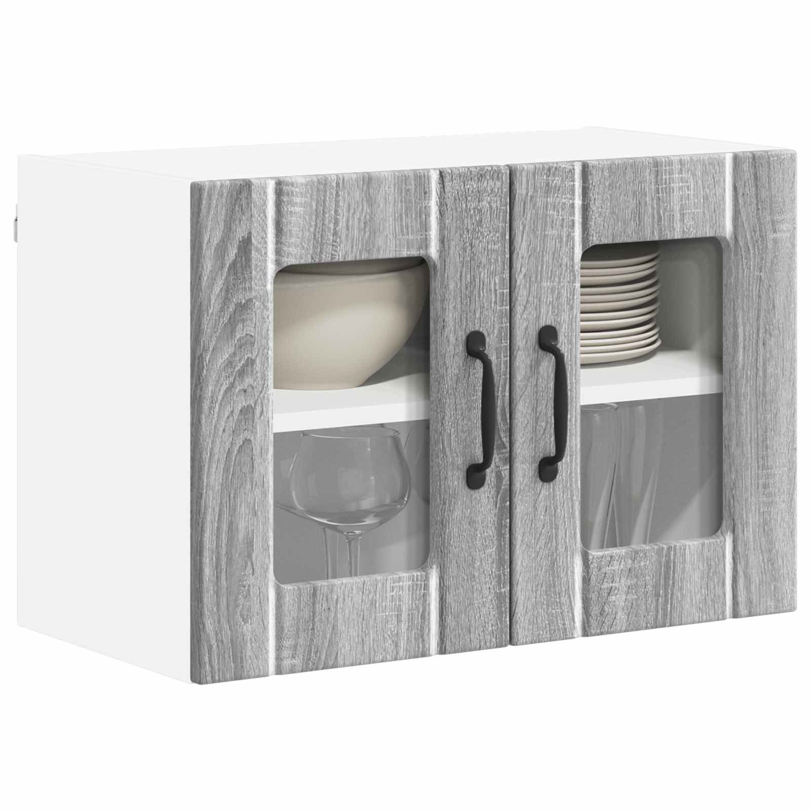 Wandglas-Schrank LUCCA 2 pcs Graues Sonoma 60 x 31 x 40 cm