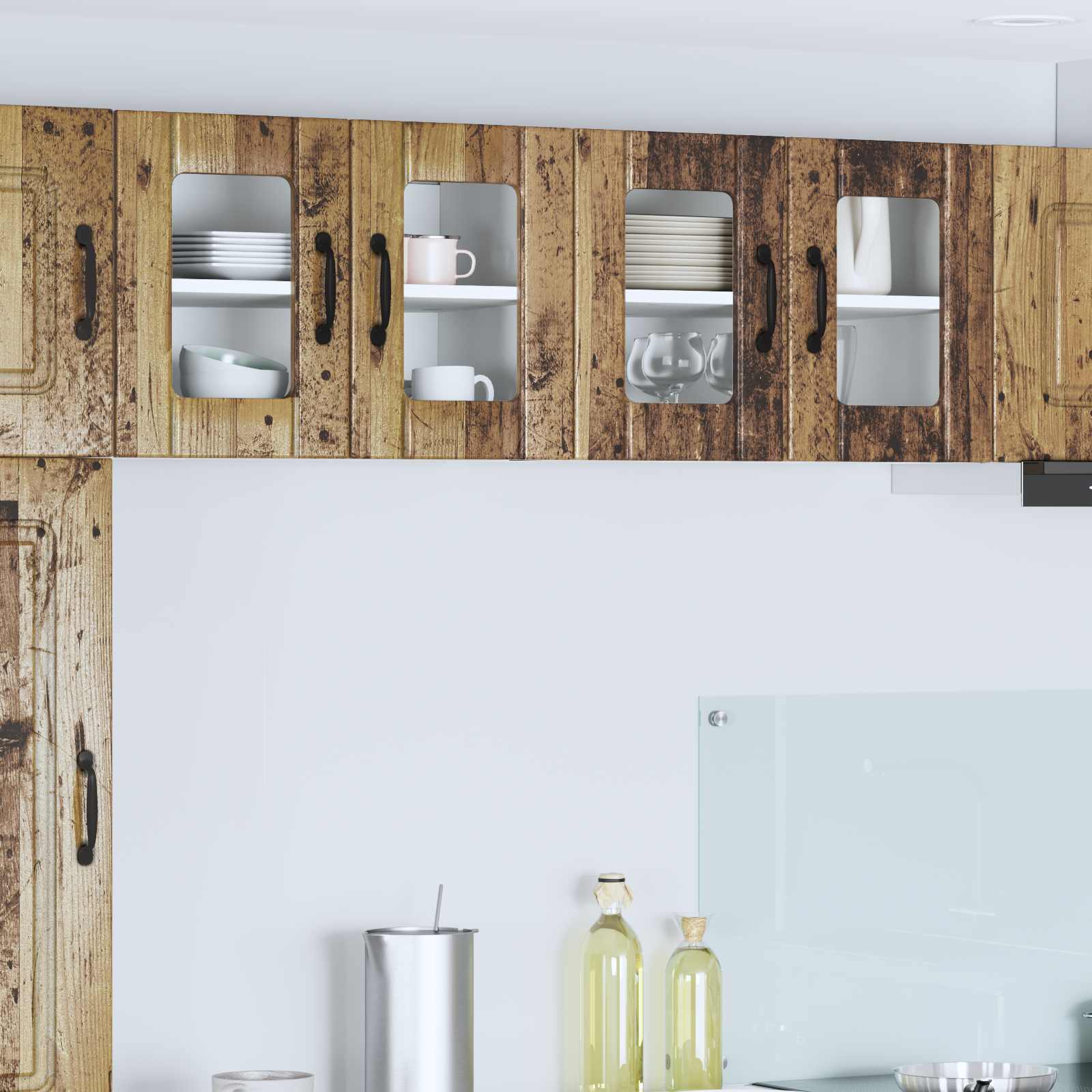 Wandglas-Schrank LUCCA 2 pcs Altholz 60 x 31 x 40 cm
