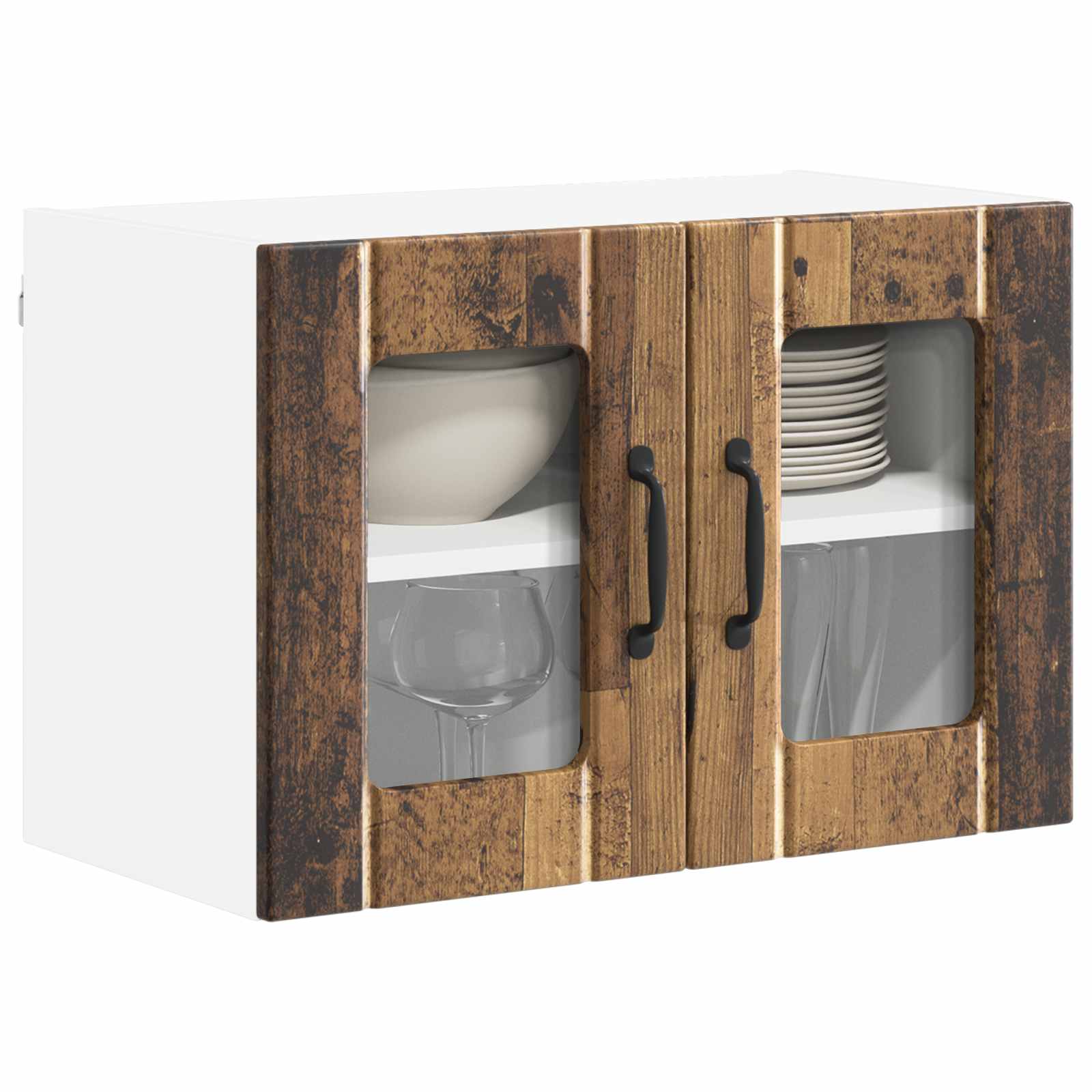 Wandglas-Schrank LUCCA 2 pcs Altholz 60 x 31 x 40 cm