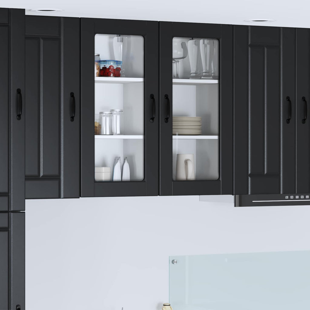 Wandglas-Schrank LUCCA 2 pcs Schwarz 40 x 31 x 80 cm