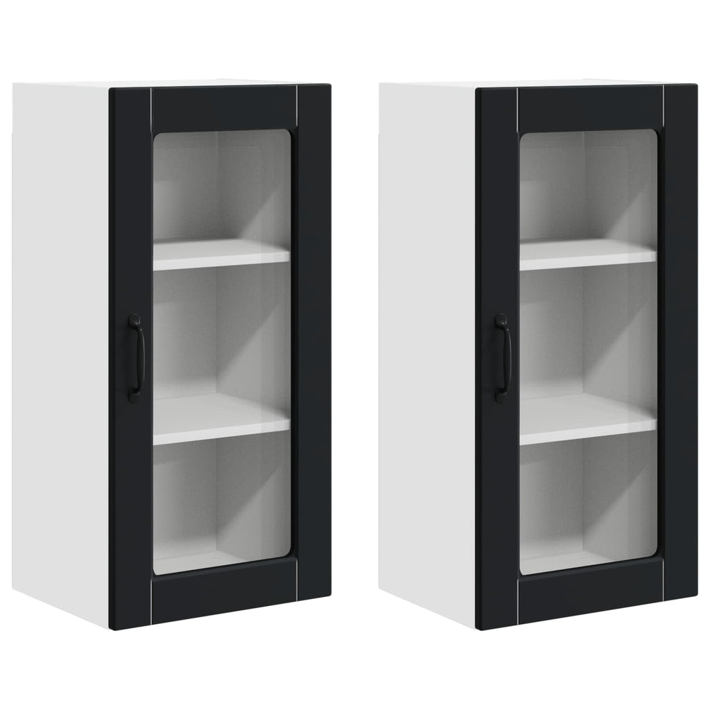 Wandglas-Schrank LUCCA 2 pcs Schwarz 40 x 31 x 80 cm