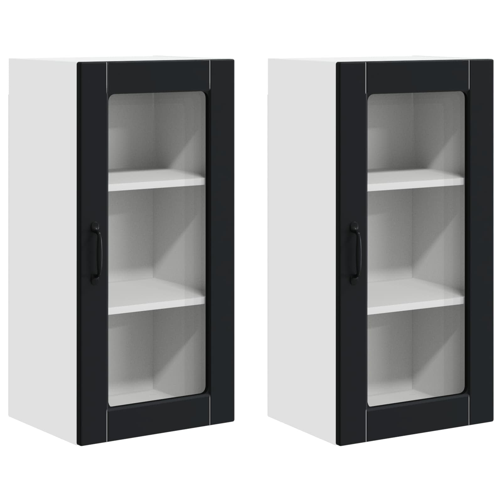 Wandglas-Schrank LUCCA 2 pcs Schwarz 40 x 31 x 80 cm