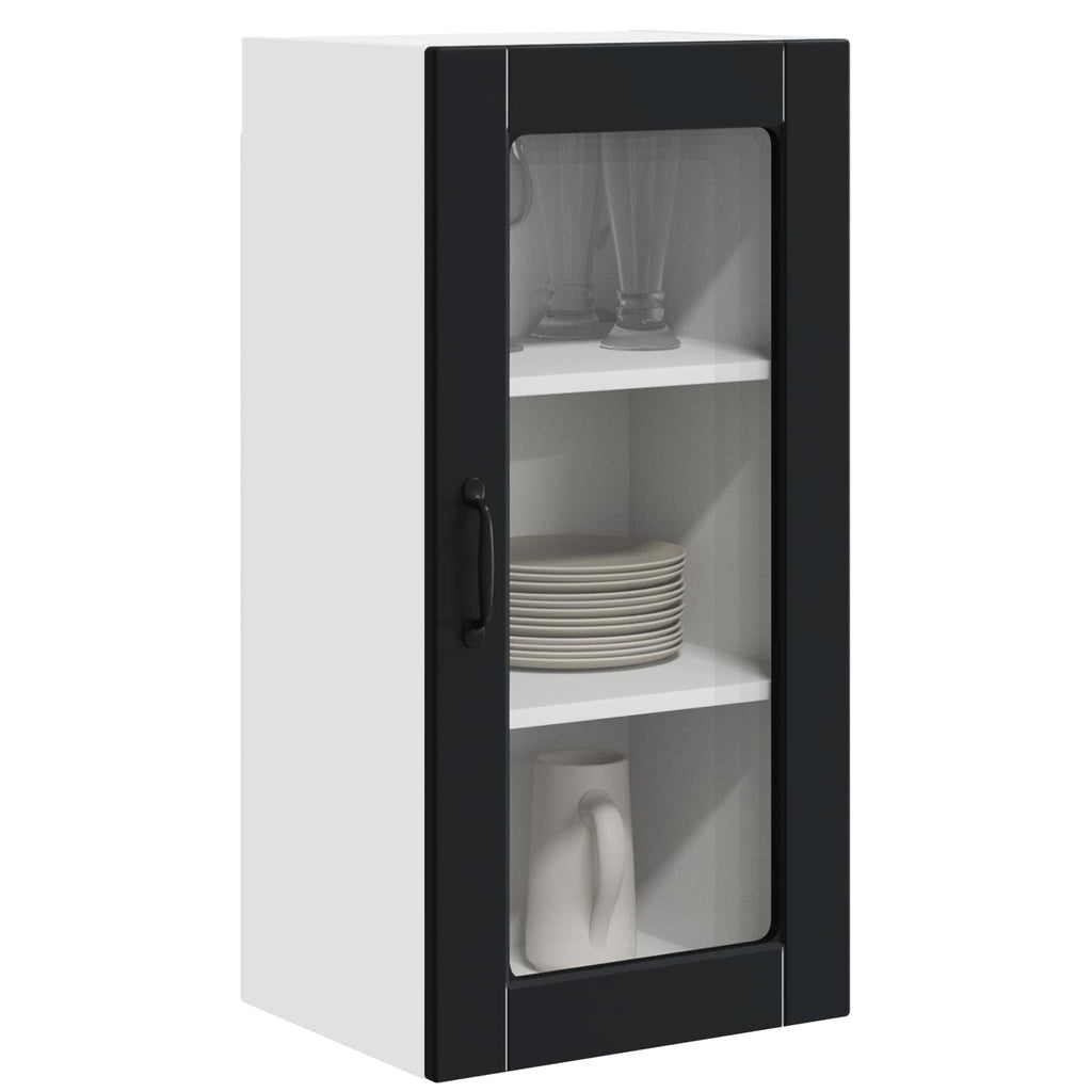 Wandglas-Schrank LUCCA 2 pcs Schwarz 40 x 31 x 80 cm