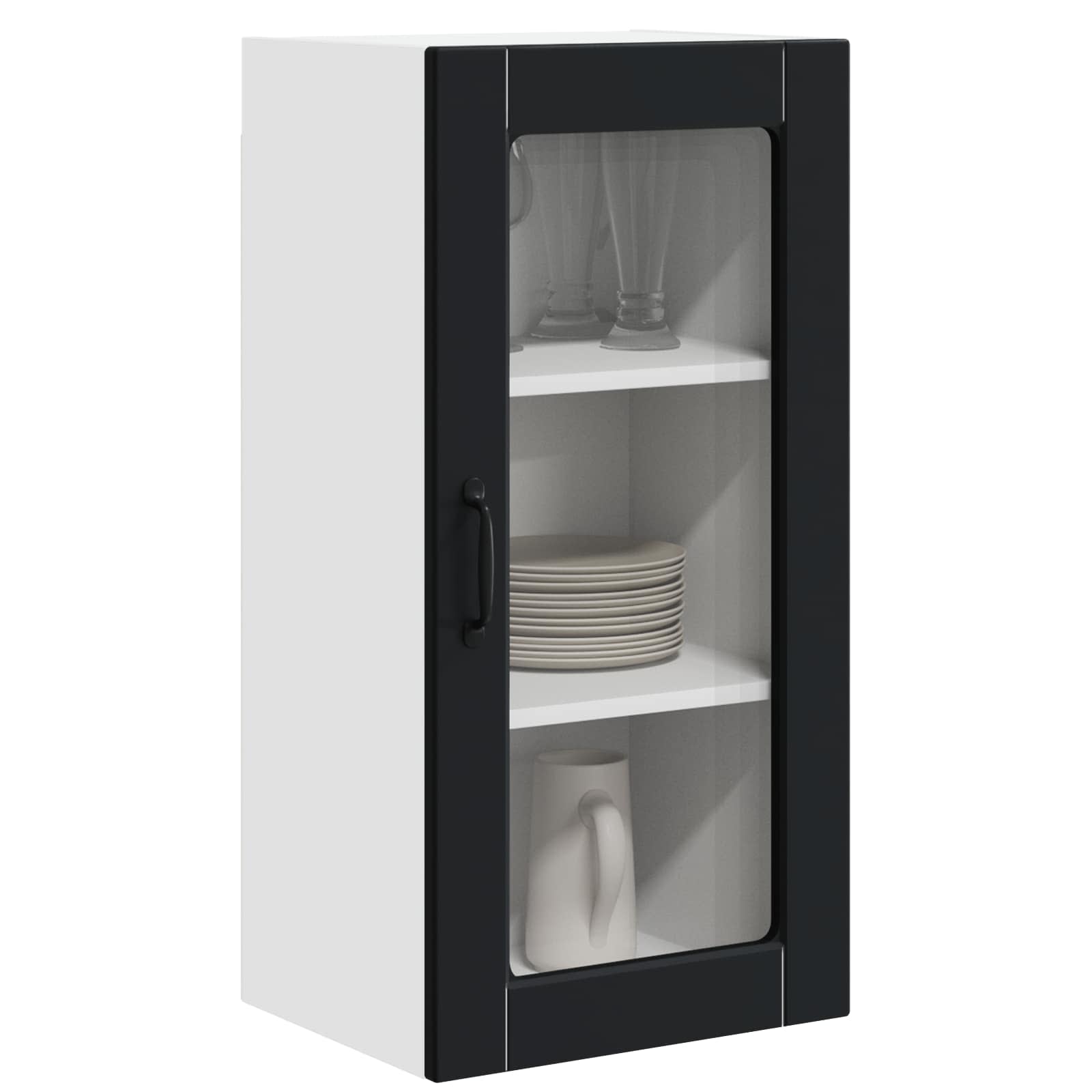 Wandglas-Schrank LUCCA 2 pcs Schwarz 40 x 31 x 80 cm