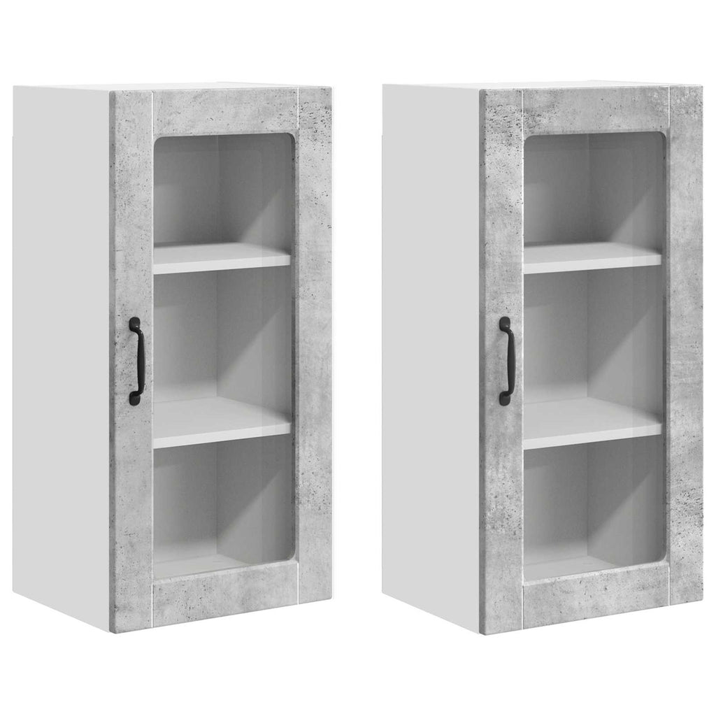 Wandglas-Schrank LUCCA 2 pcs Betongrau 40 x 31 x 80 cm