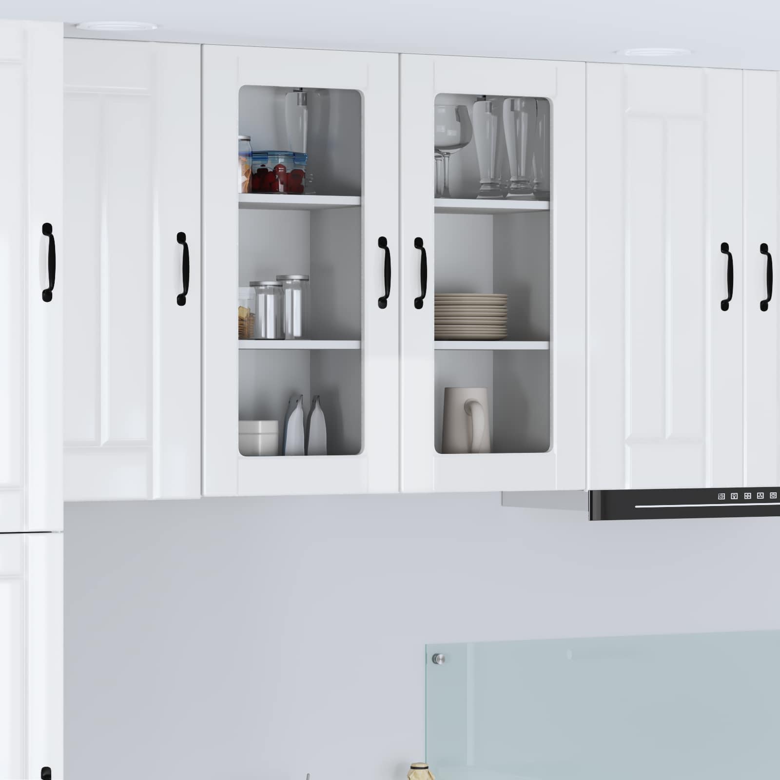 Wandglas-Schrank LUCCA Hochglanz Weiß 40 x 31 x 80 cm