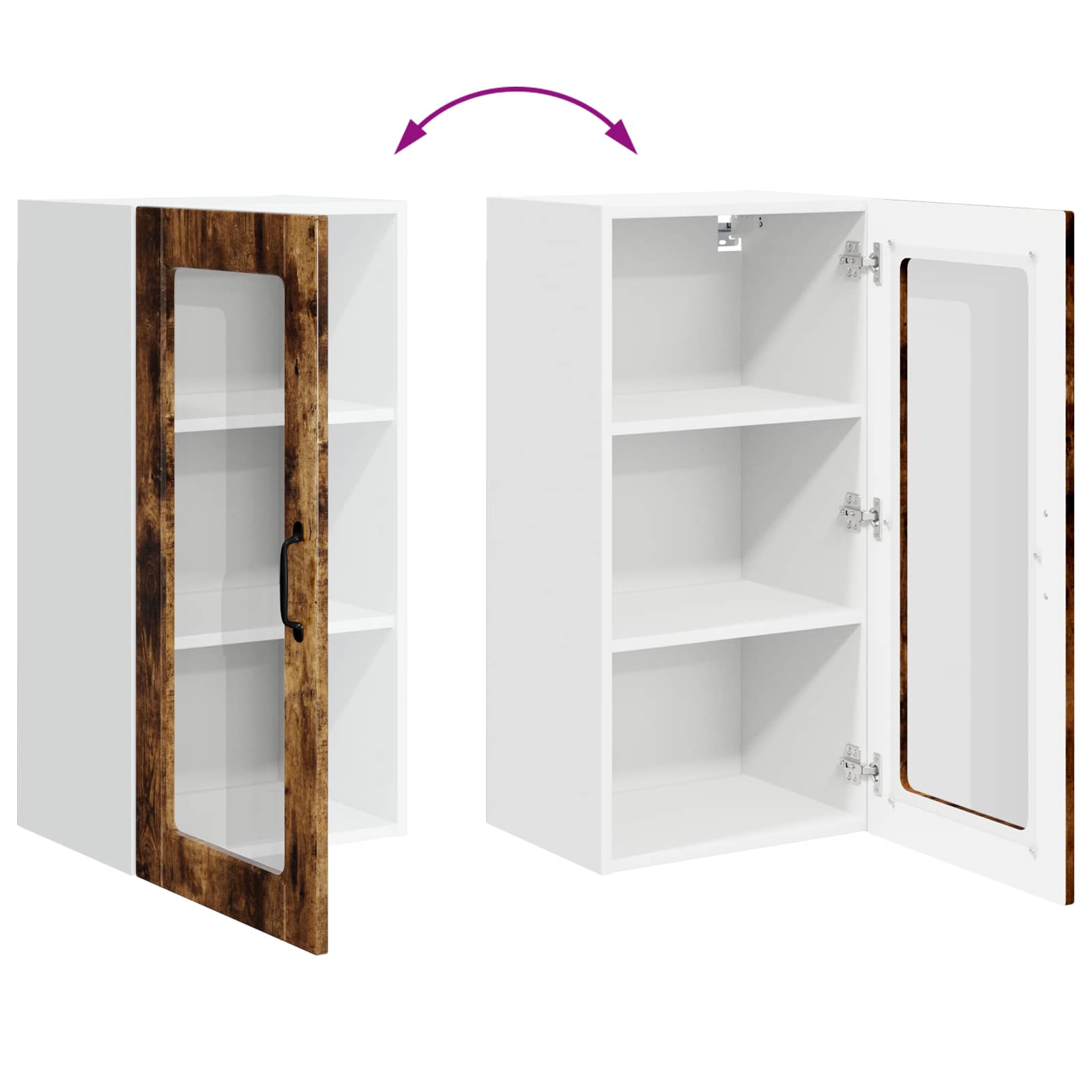 Wandglas-Schrank LUCCA Geräucherte Eiche 40 x 31 x 80 cm